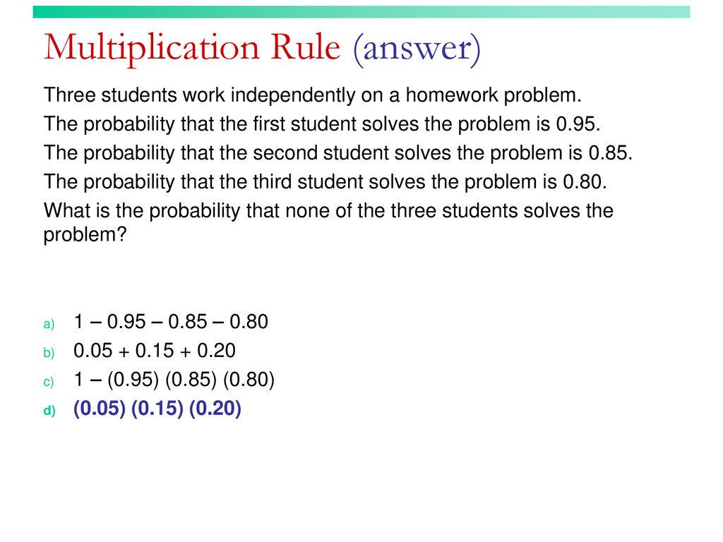 Multiplication Rule (answer)