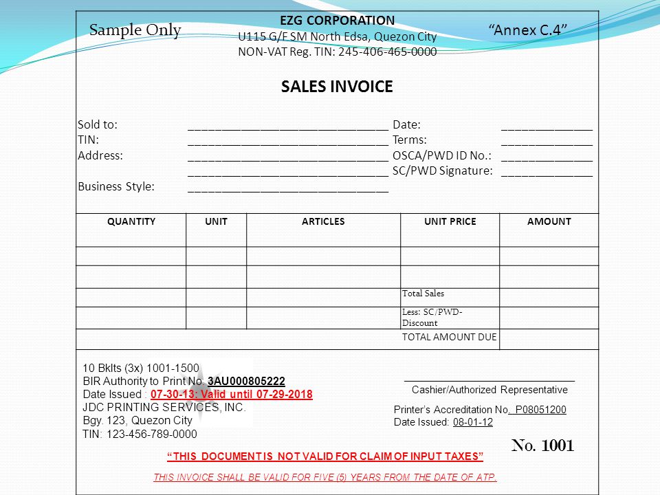 official receipt no sample only annex c 1 1 efg corporation ppt video online download