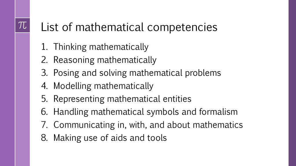 List of mathematical competencies