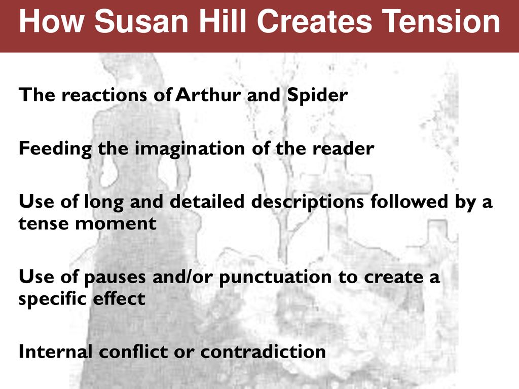 What technique does Susan Hill use to create tension in I'm the