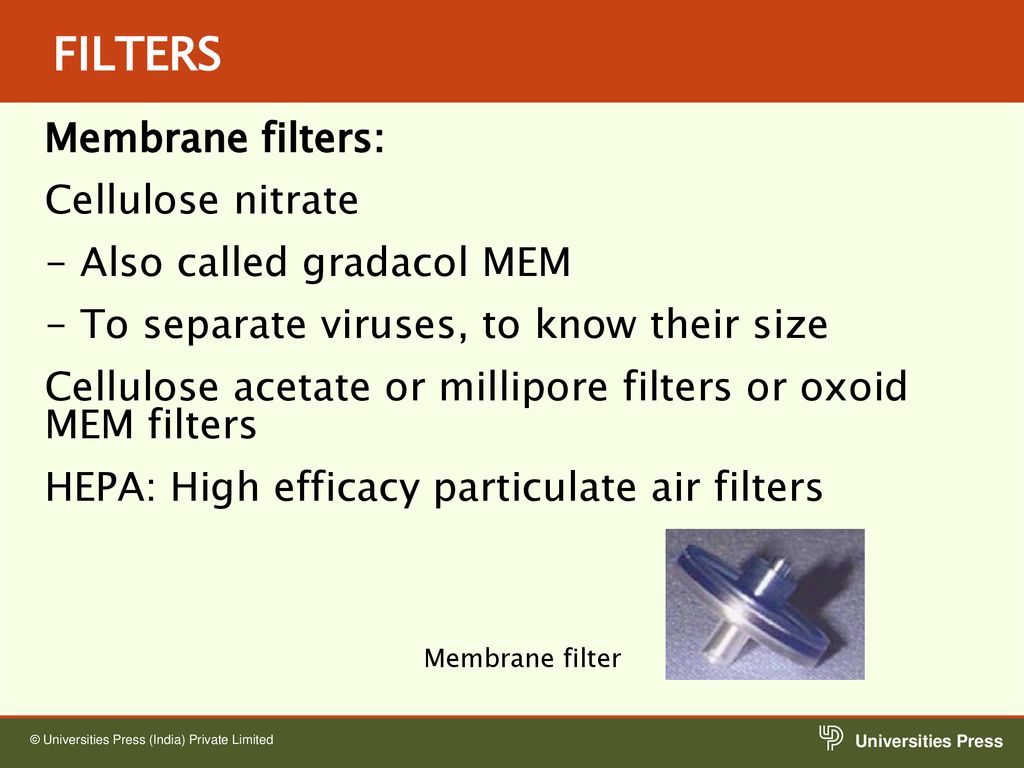 FILTERS Membrane filters: Cellulose nitrate - Also called gradacol MEM