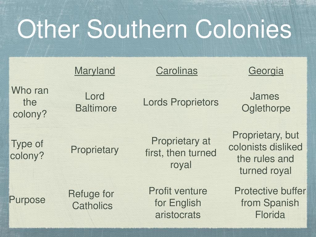 Other Southern Colonies