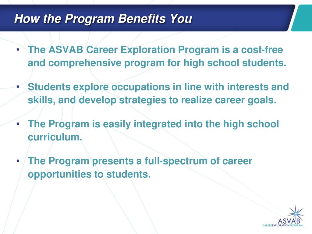 Program Review The ASVAB Career Exploration Program Provides High ...