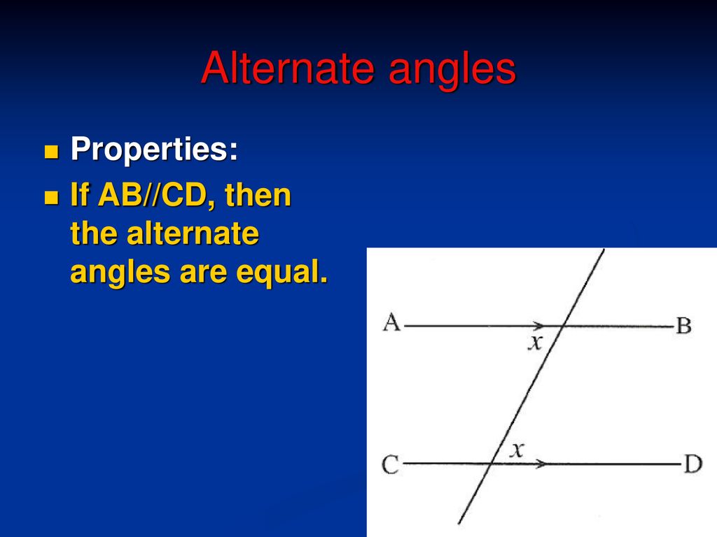 Alternate angles Properties: