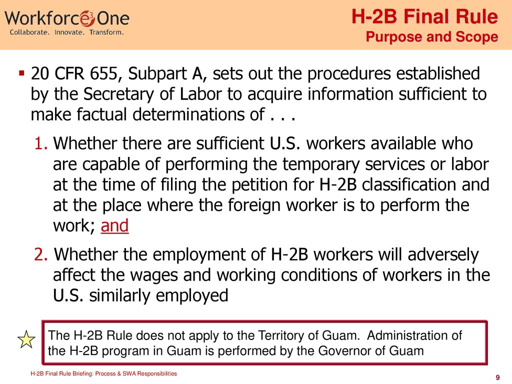 H-2B Final Rule Briefing: Process & SWA Responsibilities - Ppt Download