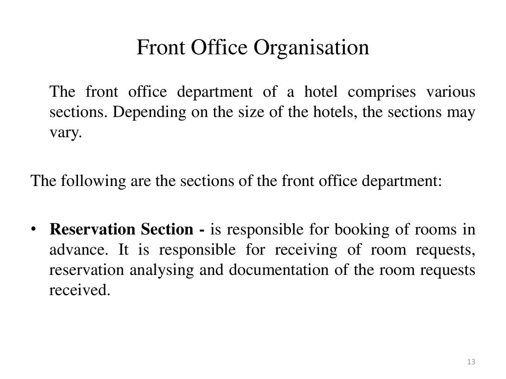 introduction of front office department