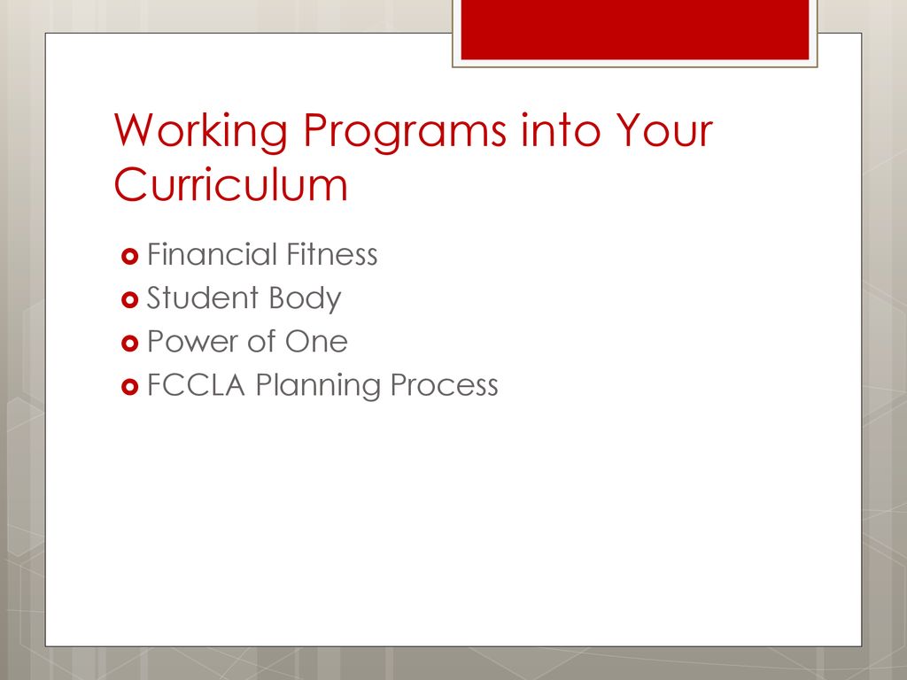 Working Programs into Your Curriculum
