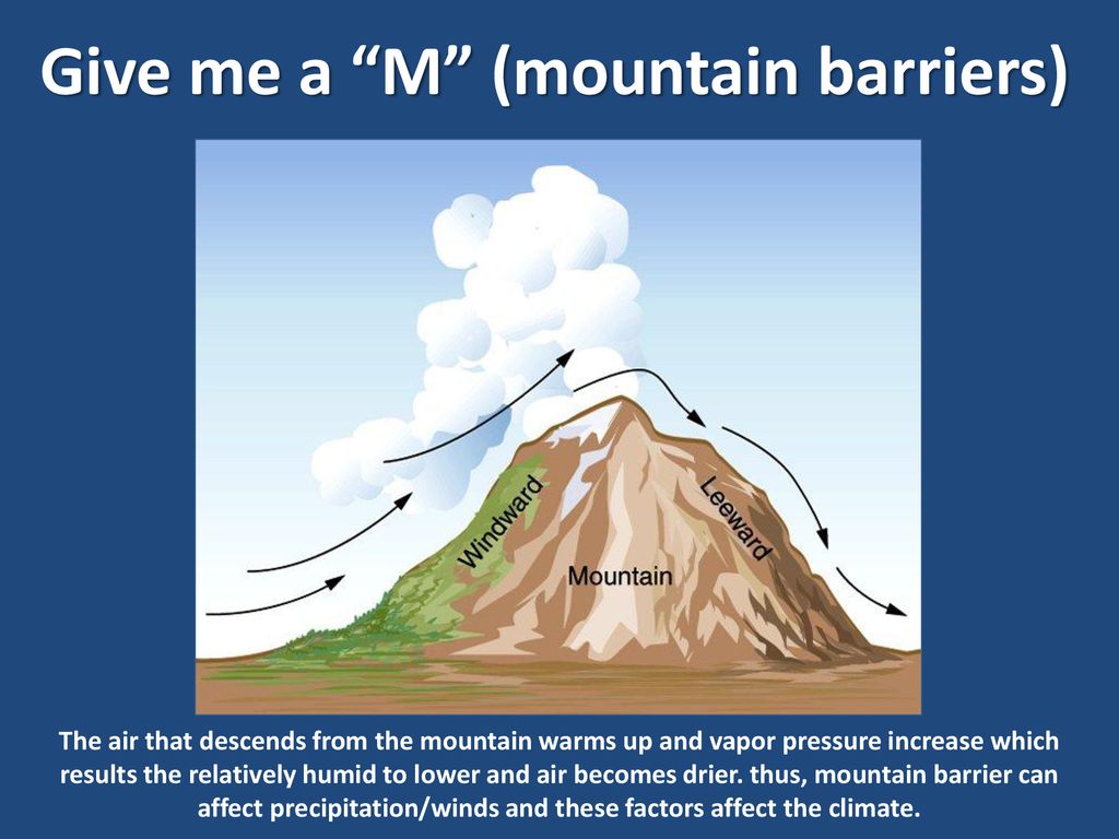 Give me a M (mountain barriers)