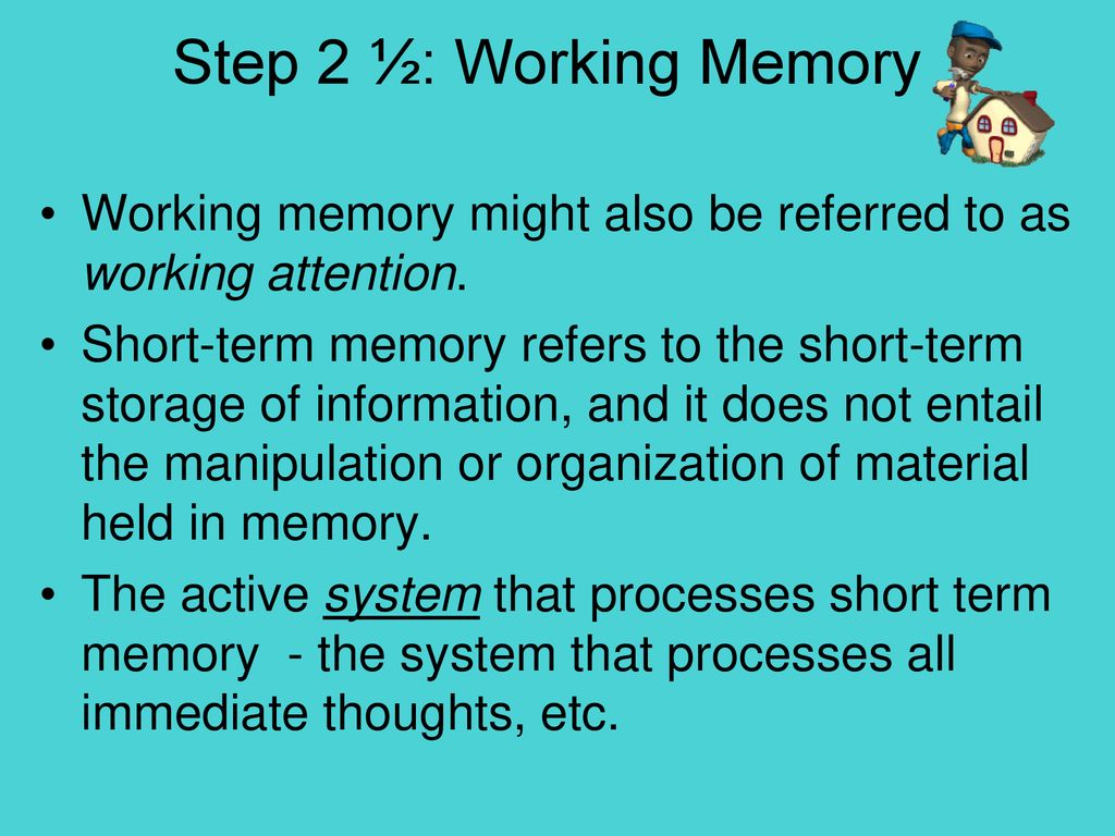 Step 2 ½: Working Memory Working memory might also be referred to as working attention.