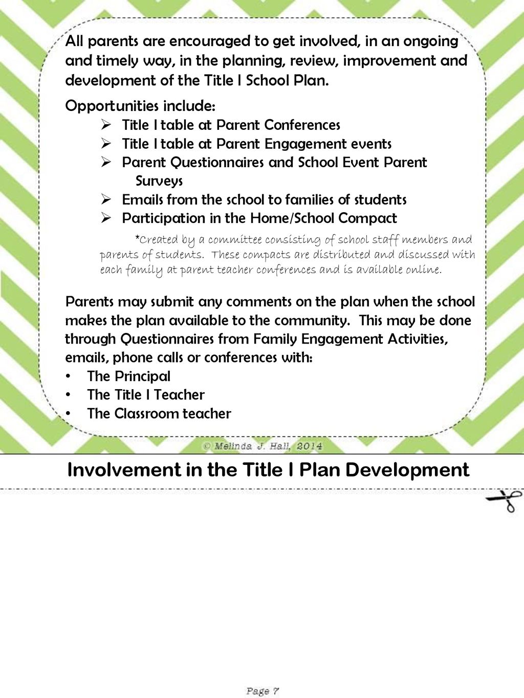 Involvement in the Title I Plan Development