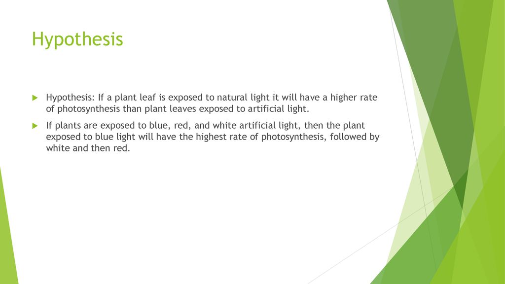 hypothesis of photosynthesis experiment