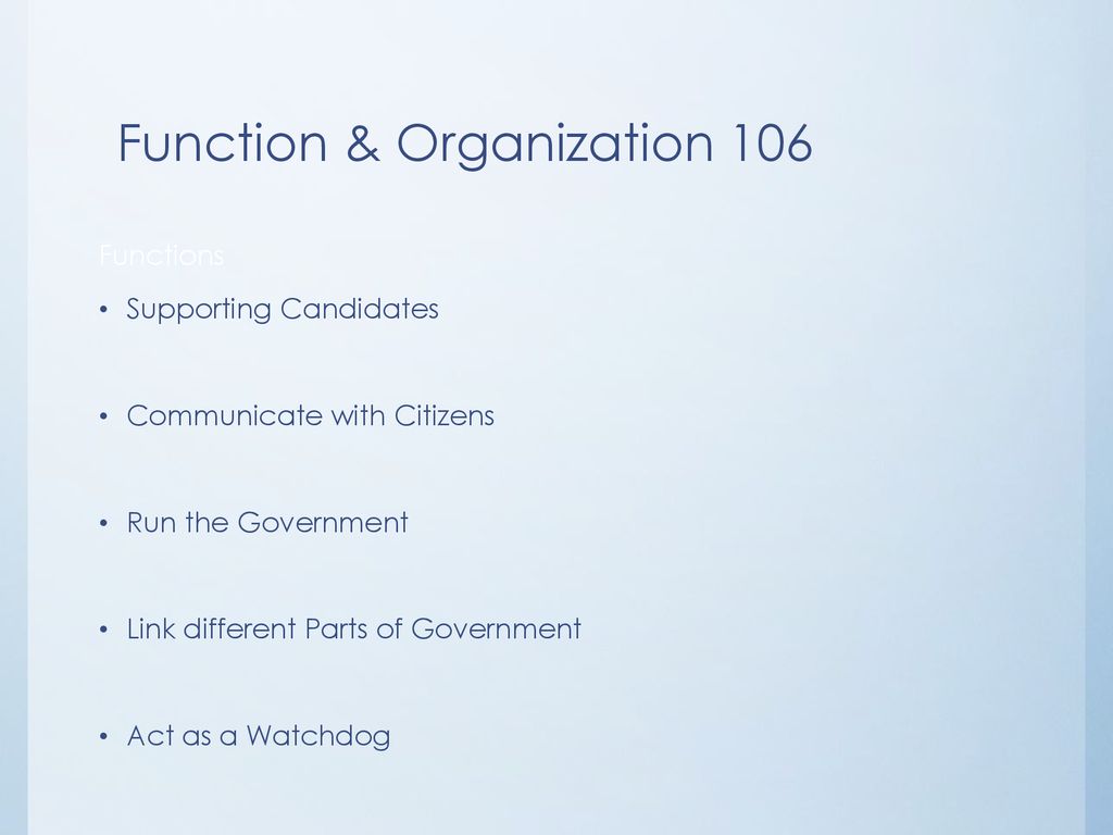 Function & Organization 106