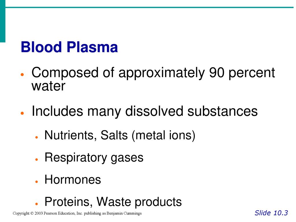 Blood Plasma Composed of approximately 90 percent water