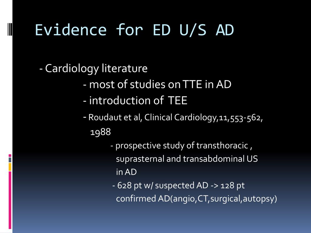 Evidence for ED U/S AD - Cardiology literature