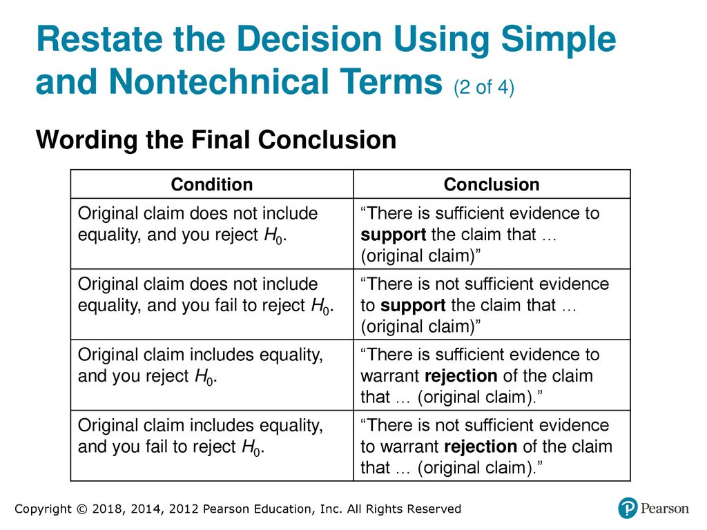 Restate the Decision Using Simple and Nontechnical Terms (2 of 4)