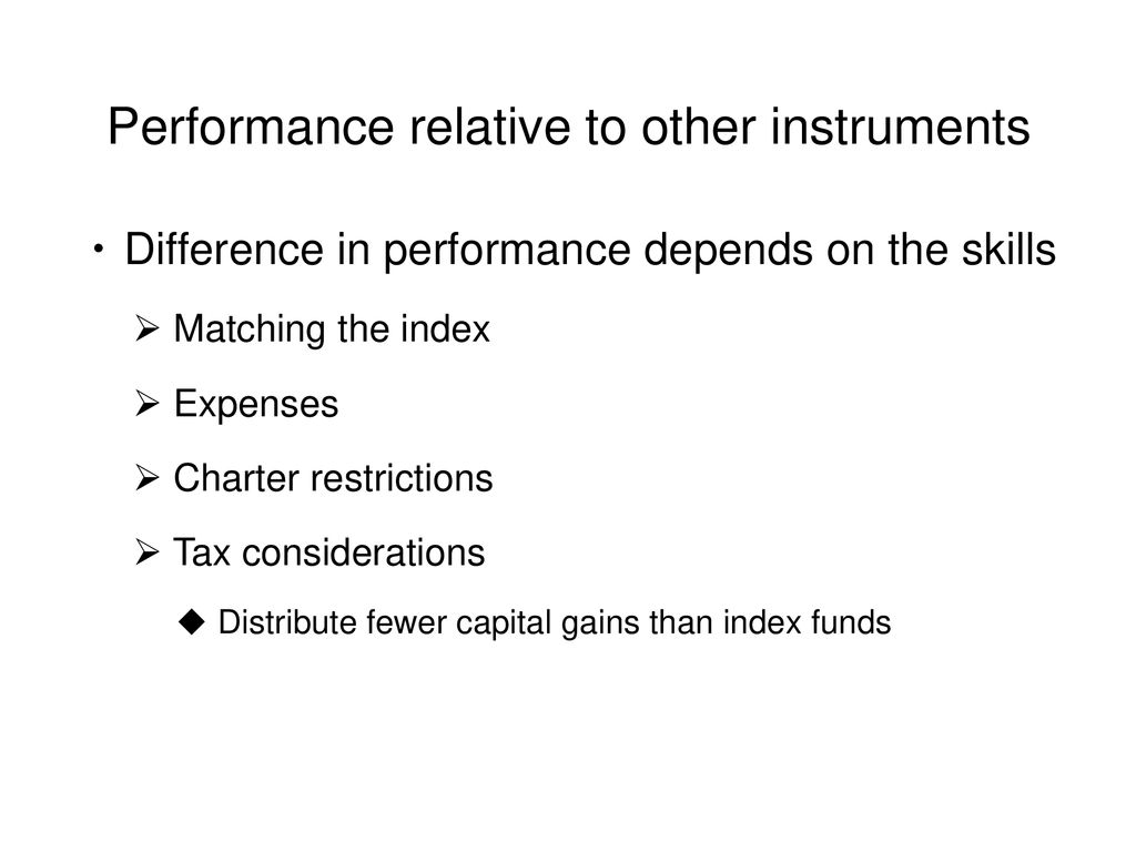 Performance relative to other instruments