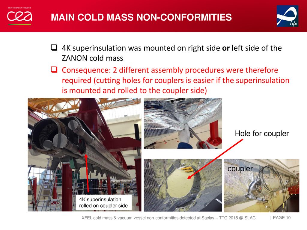 Main Cold mass non-conformitIES
