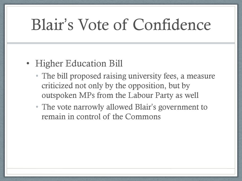 Blair’s Vote of Confidence