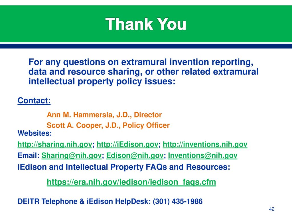 Inventions Inventions, Data Sharing, Reports to NIH, and other ...