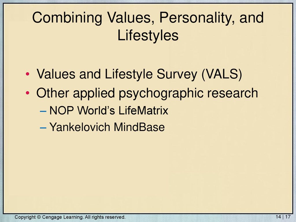 Combining Values, Personality, and Lifestyles