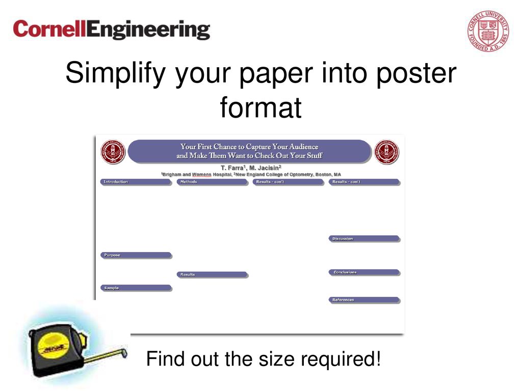 Simplify your paper into poster format