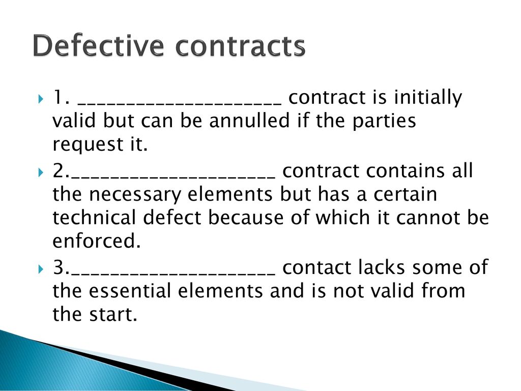 defective contracts