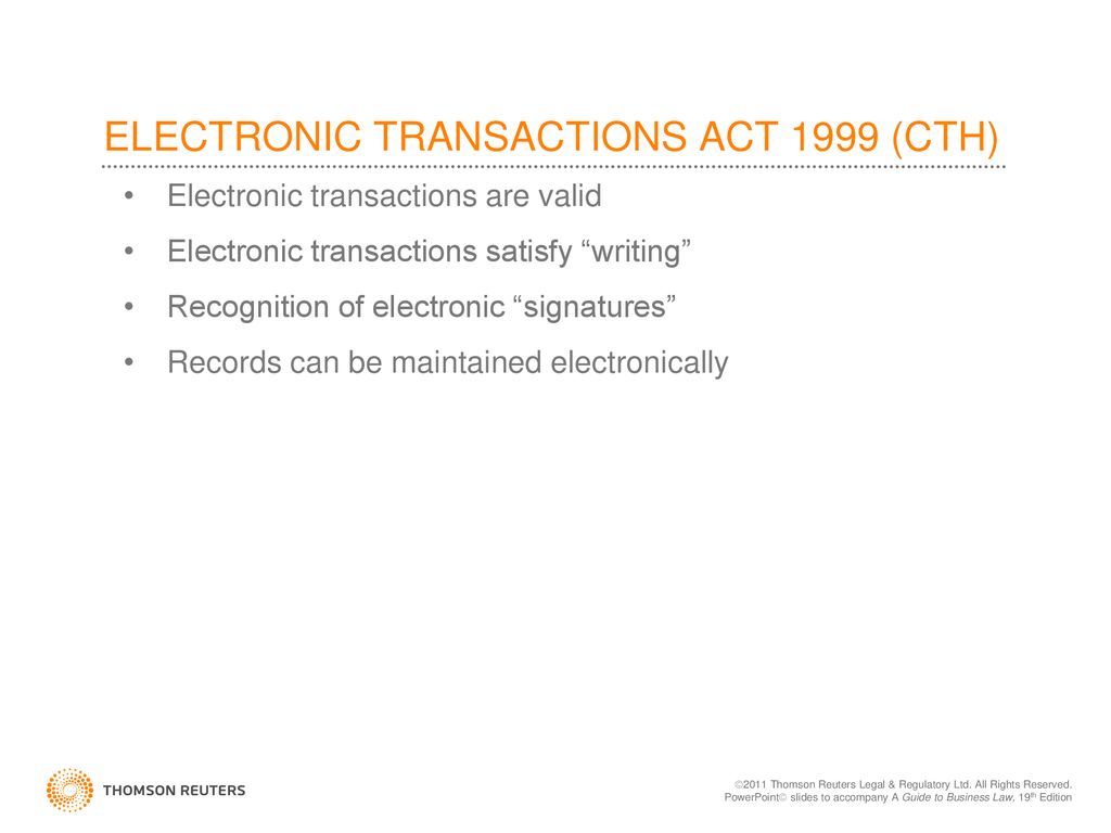 ELECTRONIC TRANSACTIONS ACT 1999 (CTH)