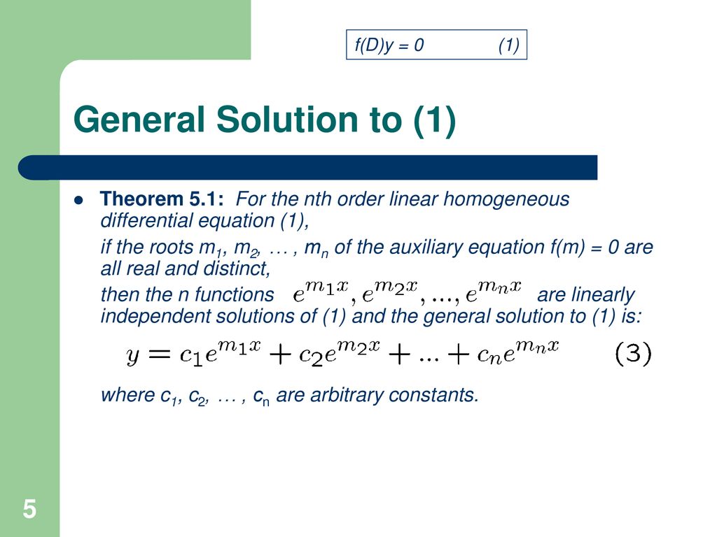 Chapter 5: Linear Equations with Constant Coefficients - ppt download
