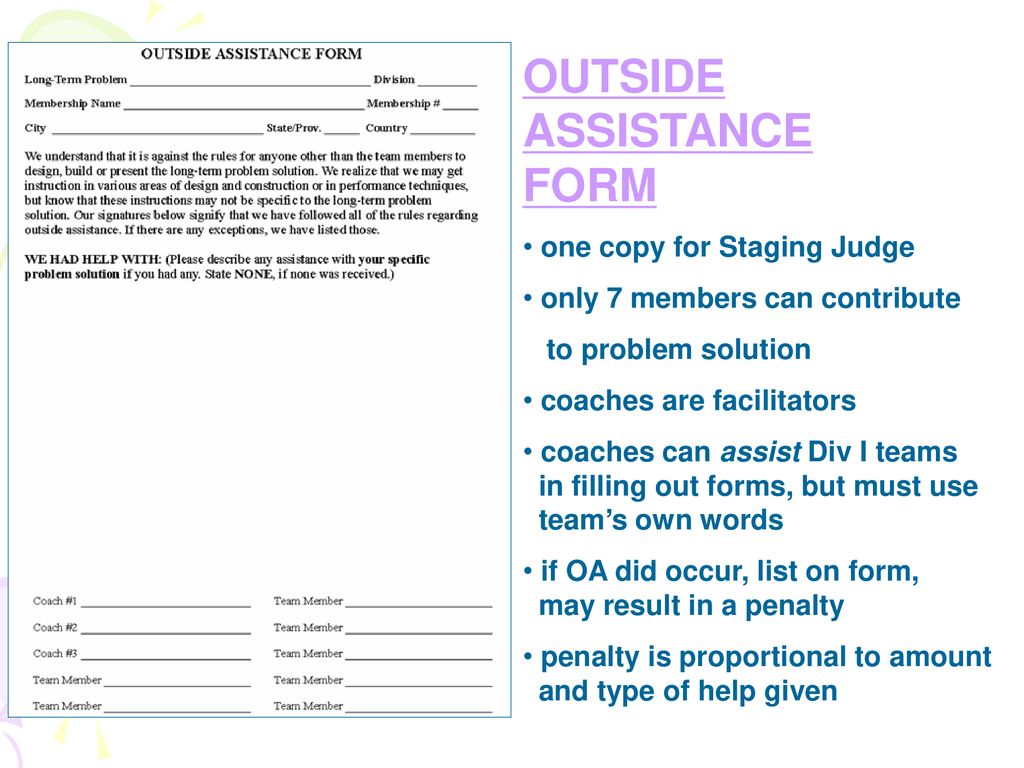 Outside Assistance Form