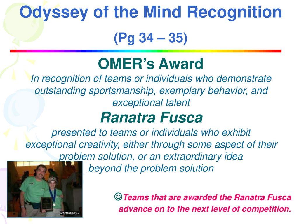 Odyssey of the Mind Recognition