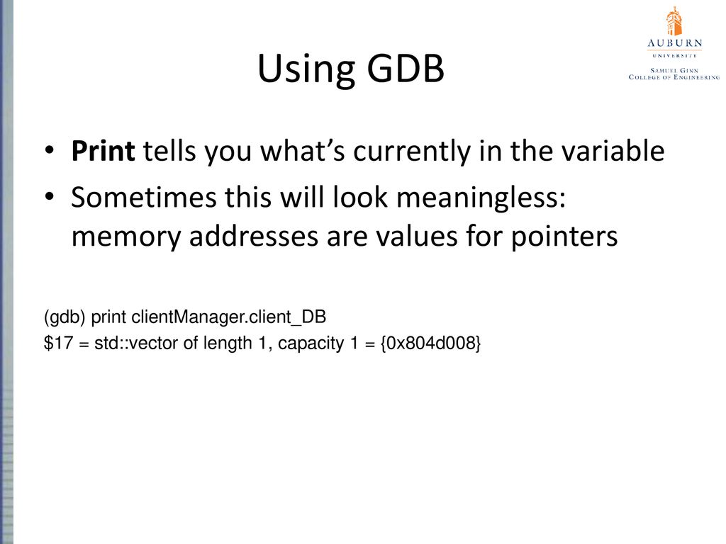 Comp 2710 software construction introduction to gdb ppt download