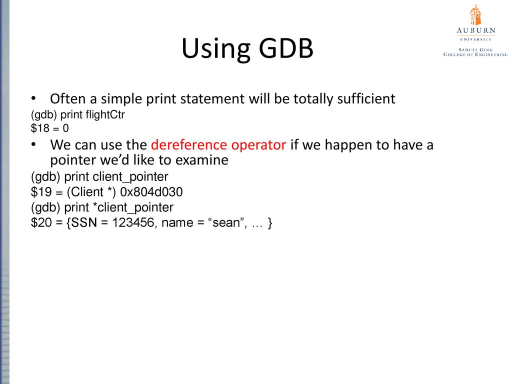 Comp 2710 software construction introduction to gdb ppt download