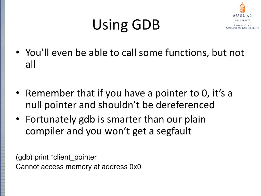 Comp 2710 software construction introduction to gdb ppt download