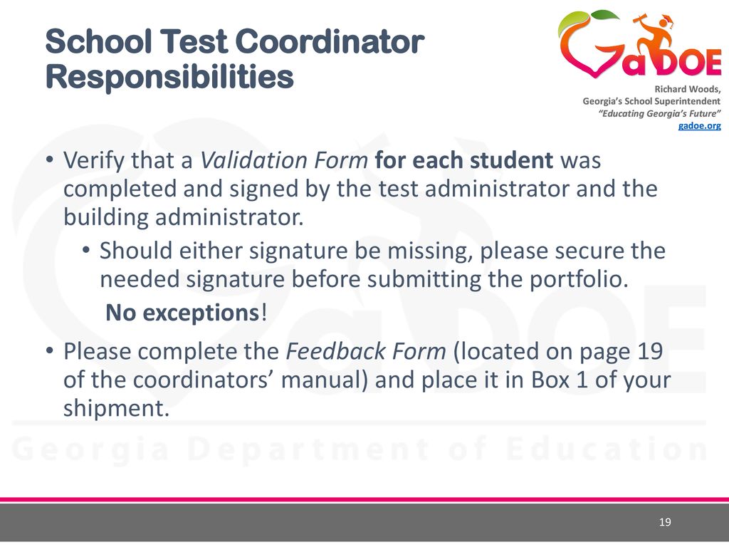 School Test Coordinator Responsibilities