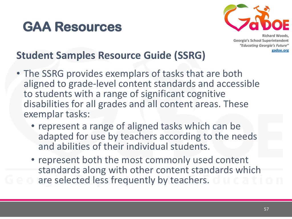 GAA Resources Student Samples Resource Guide (SSRG)