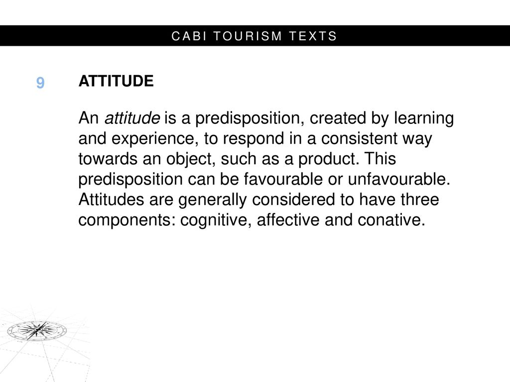 CABI TOURISM TEXTS 9. ATTITUDE.