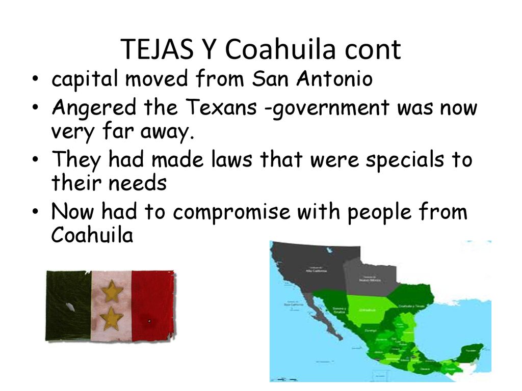TEJAS Y Coahuila cont capital moved from San Antonio