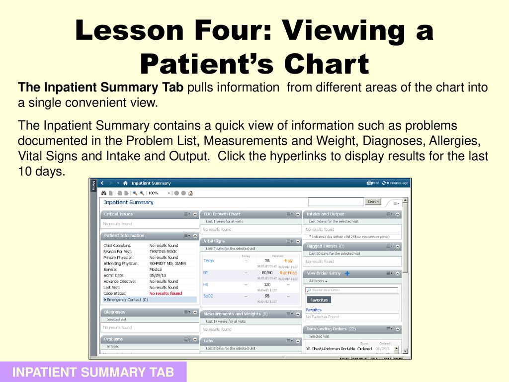 Mock Patient Chart