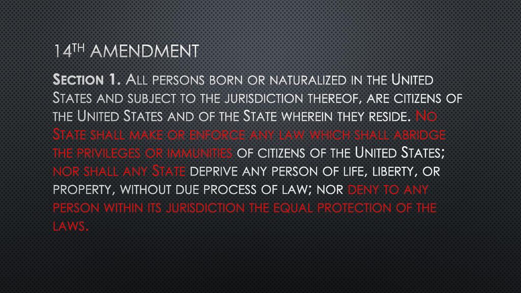 Equal Protection & the 14th Amendment - ppt download