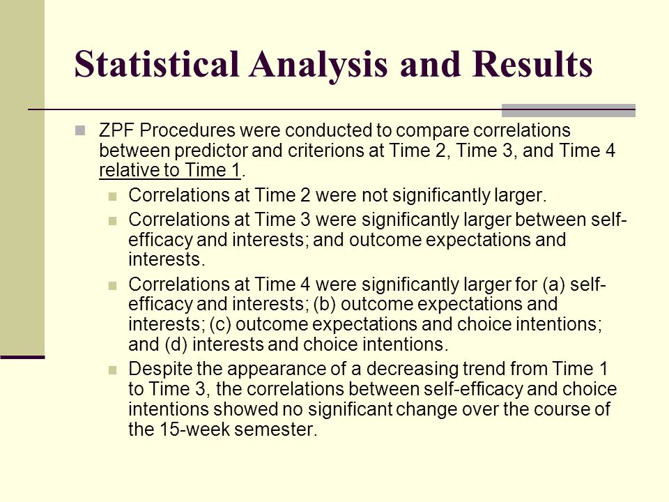 Statistical Analysis and Results