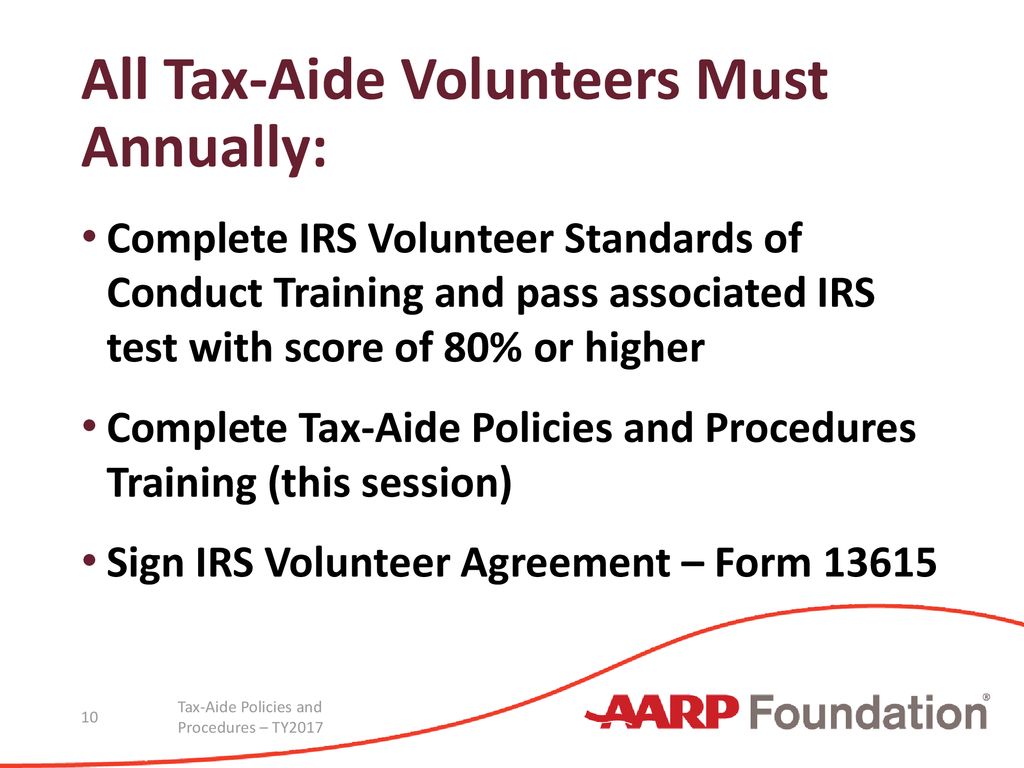 All Tax-Aide Volunteers Must Annually: