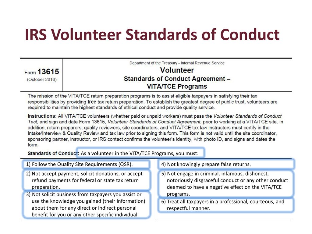 IRS Volunteer Standards of Conduct