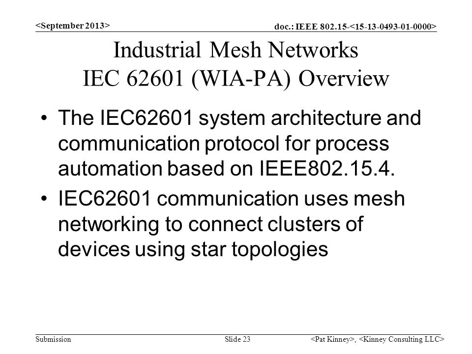 Industrial Mesh Networks IEC (WIA-PA) Overview