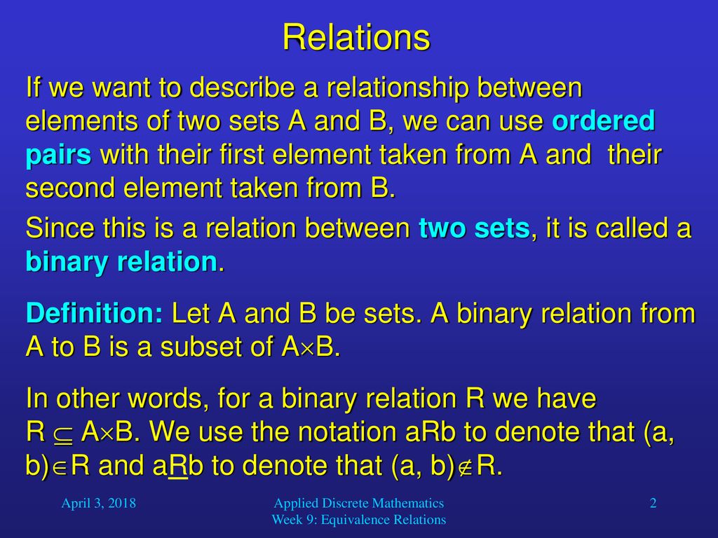 Applied Discrete Mathematics Week 9: Equivalence Relations - Ppt Download