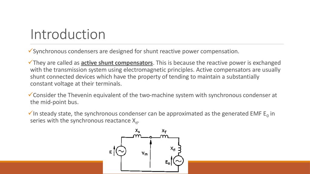 Synchronous Condensers Transient First Swing Periods Ppt Download