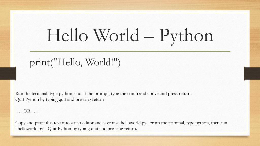 Programming In Any Language With “Hello, World!” Examples - ppt download
