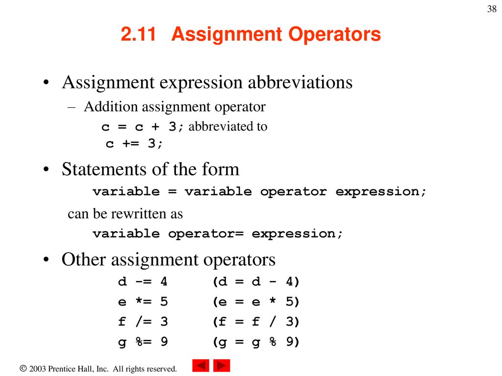 Assignment expression abbreviations