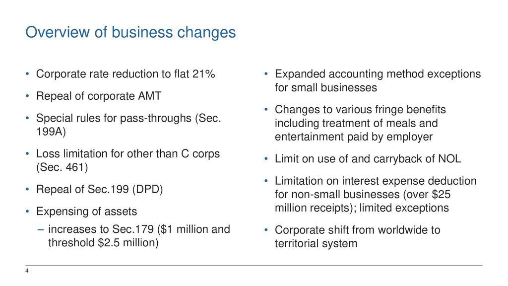 Tax Cuts & Jobs Act Business Provisions ppt download