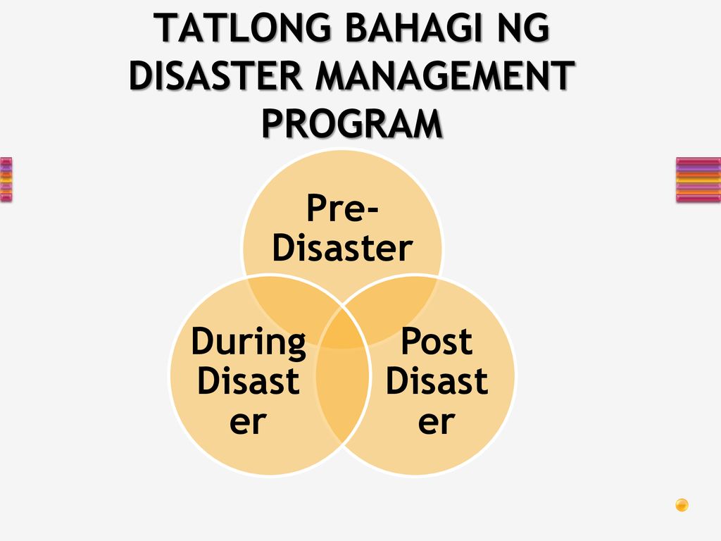 TATLONG BAHAGI NG DISASTER MANAGEMENT PROGRAM