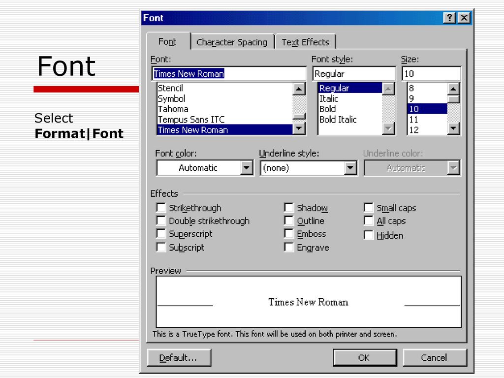 Font Select Format|Font